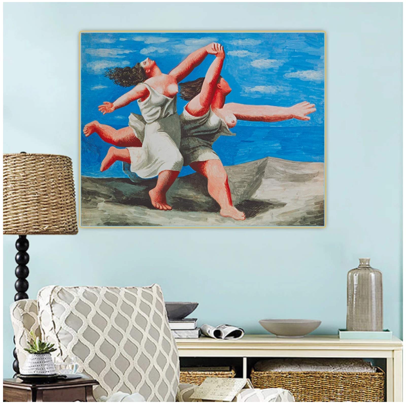 Amazon.co.jp: パブロ・ピカソ《浜辺を駆ける二人の女性》キャンバス